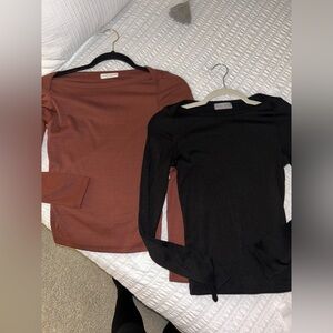 Black and Brown Long Sleeve Tops